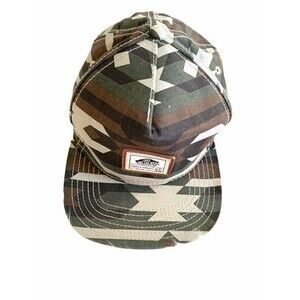 Vans Mens Baseball Cap Hat Green White Camouflage Snapback Patches Adjustable
